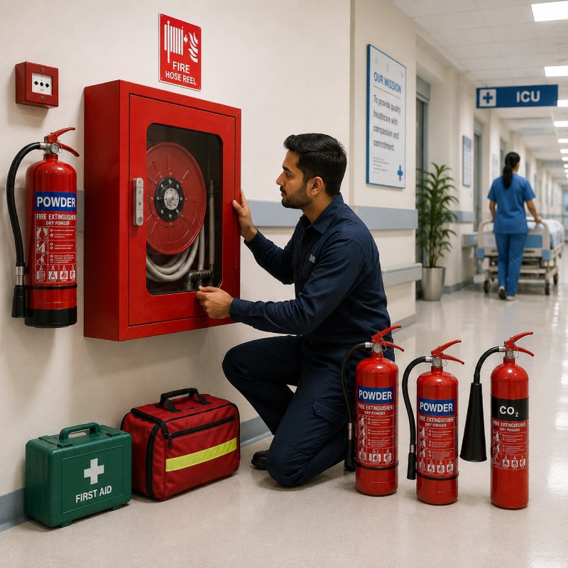 Fire and safety equipment for hospitals and institutions